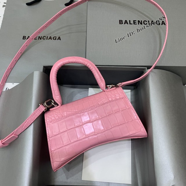 Balenciaga專櫃2022爆款mini號手提包 巴黎世家新粉鱷魚紋沙漏包 fyj1521